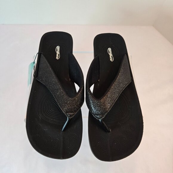 AEROTHOTIC  Slip On Recovery Footwear Plantar Fasciitis Flip Flops Sz: 39 Black - Picture 11 of 12